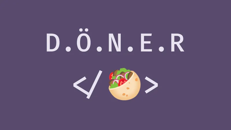 DÖNER transpiler project artwork with code brackets and a döner illustration