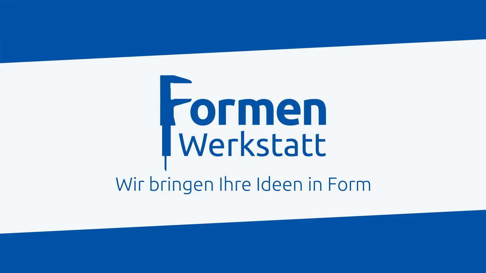 Formenwerkstatt visual identity on a blue and white field
